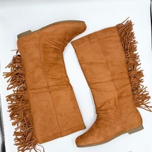 Bumper Caramel Fringe Boots